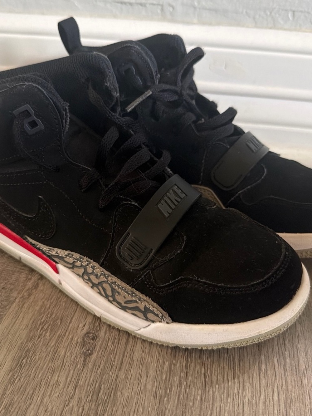 Nike Kids Black and Red High-Top Sneakers
